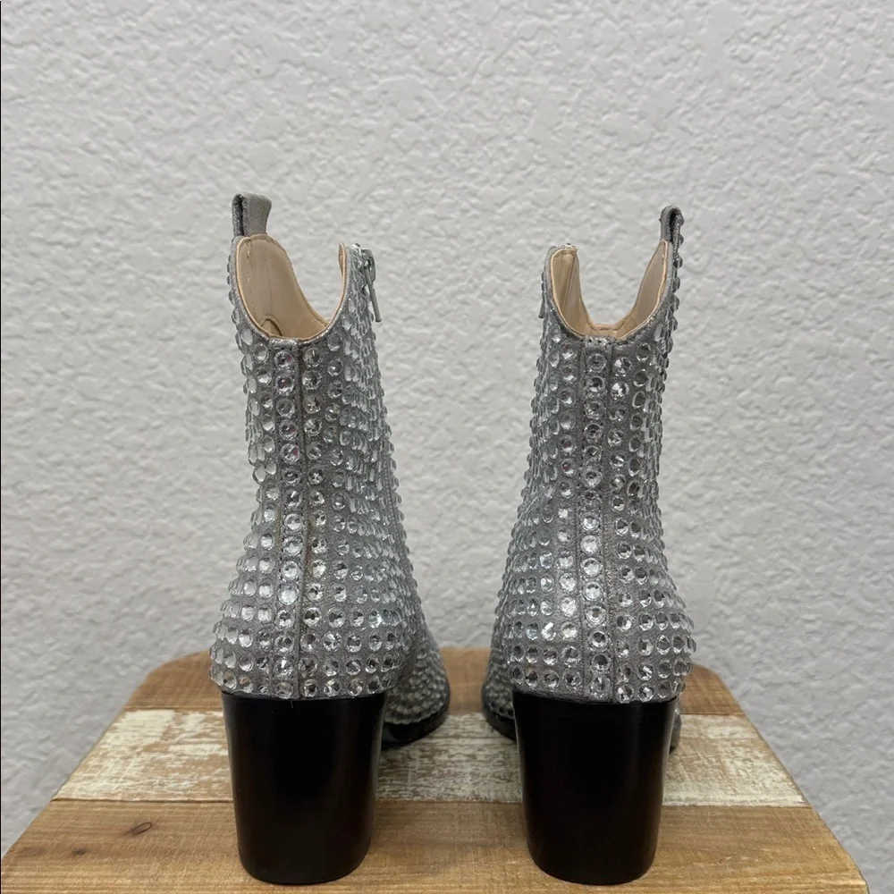 Betsey Johnson Neil Rhinestone Metallic Western Boots Size 8.5 - Picture 7 of 9